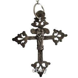05K20 Old 18th Century Rosary + Solid Silver Beads Holy Prayers Saint Anne