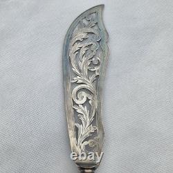 06l2 Antique Silver Fish Serving Set with Minerva Hallmark 1900