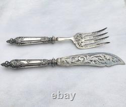 06l2 Antique Silver Fish Serving Set with Minerva Hallmark 1900