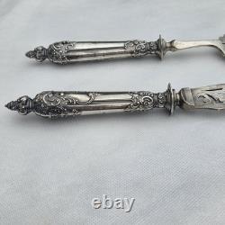 06l2 Antique Silver Fish Serving Set with Minerva Hallmark 1900