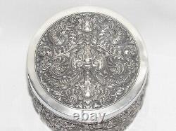 09J8 Antique Solid Silver Tea Box from 19th Century Indochina, 335 grams