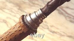 09 Old new luxury leather whip Solid silver Natural sapphire