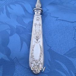09l34 Antique Cake Server with Solid Silver Handle, Minerva Hallmark, Empire Style