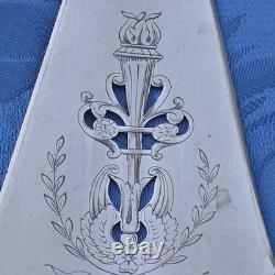 09l34 Antique Cake Server with Solid Silver Handle, Minerva Hallmark, Empire Style