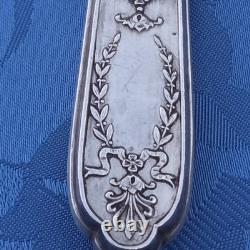 09l34 Antique Cake Server with Solid Silver Handle, Minerva Hallmark, Empire Style