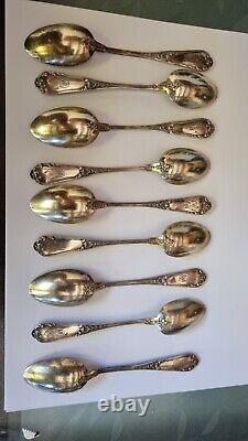 11 Beautiful Old Monogrammed Spoons In Solid Silver Minerva