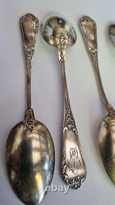 11 Beautiful Old Monogrammed Spoons In Solid Silver Minerva