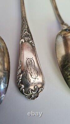 11 Beautiful Old Monogrammed Spoons In Solid Silver Minerva