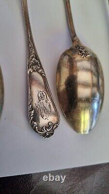 11 Beautiful Old Monogrammed Spoons In Solid Silver Minerva