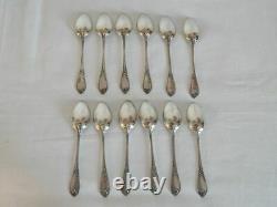 12 Anciennes Moka Coffee Spoons In Argent Massif Minerve 1 Title With Box