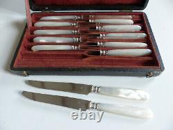 12 Fine Old Knives To Fruit / Dessert In Pearl & Blade Silver
