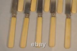 12 Knives Fruit Silver Cheese Massive Antique Solid Silver Knives