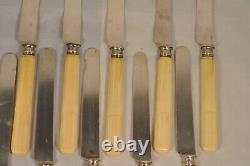 12 Knives Fruit Silver Cheese Massive Antique Solid Silver Knives