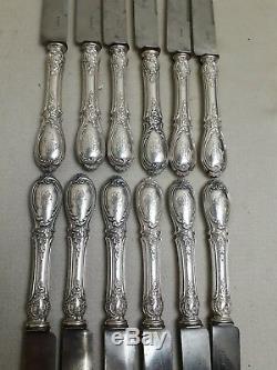 12 Large Knives Antique Silver Mini Louis XV Rocaille Paris