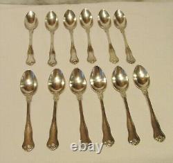 12 SMALL solid silver SPOONS Minerva old late 19th early 20th