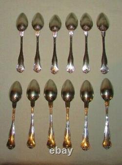 12 SMALL solid silver SPOONS Minerva old late 19th early 20th