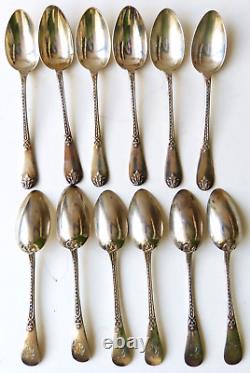 12 Teaspoons Coffee Dessert Cutlery In Solid Argent Old Minerva