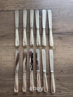 12 antique silver dessert knives Minerva Art Deco