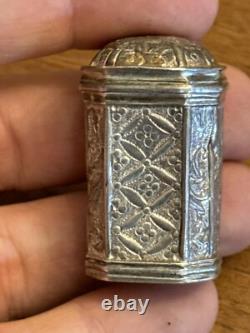 18th Century Solid Silver Powder Box Antique Makeup Box