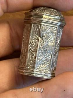 18th Century Solid Silver Powder Box Antique Makeup Box