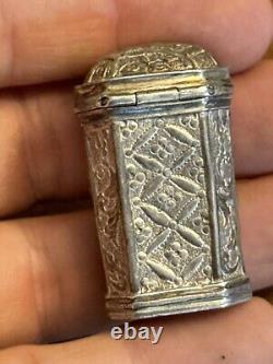 18th Century Solid Silver Powder Box Antique Makeup Box