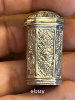 18th Century Solid Silver Powder Box Antique Makeup Box