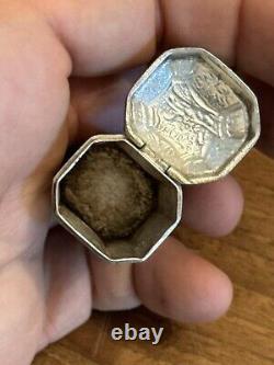 18th Century Solid Silver Powder Box Antique Makeup Box
