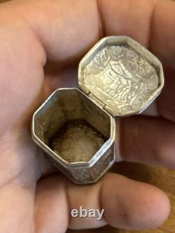 18th Century Solid Silver Powder Box Antique Makeup Box