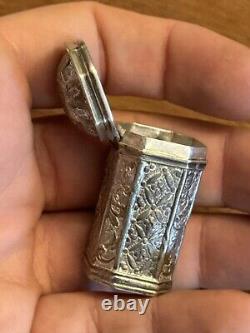 18th Century Solid Silver Powder Box Antique Makeup Box