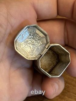 18th Century Solid Silver Powder Box Antique Makeup Box