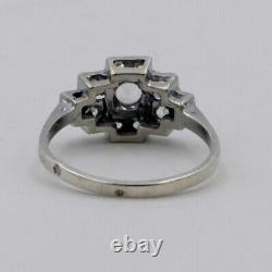 1930 Art Deco Ring In Solid Silver Crab And Zirconium, Tdd 55,5