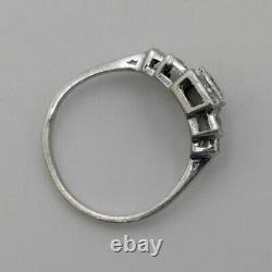 1930 Art Deco Ring In Solid Silver Crab And Zirconium, Tdd 55,5