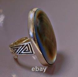 19G Antique Silver Ring Mother-of-Pearl Solid Silver Ring
