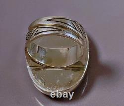 19G Antique Silver Ring Mother-of-Pearl Solid Silver Ring