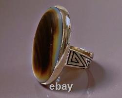 19G Antique Silver Ring Mother-of-Pearl Solid Silver Ring