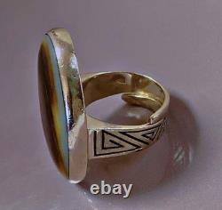 19G Antique Silver Ring Mother-of-Pearl Solid Silver Ring