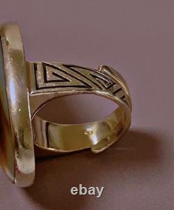 19G Antique Silver Ring Mother-of-Pearl Solid Silver Ring
