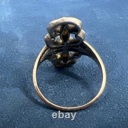 19th Century Antique Ring, Solid Silver, 18k Gold with Eagle Head Mark, Size 53, 4g 19th Century Antique Ring, Solid Silver, 18k Gold with Eagle Head Mark, Size 53, 4g