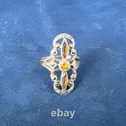 19th Century Antique Ring, Solid Silver, 18k Gold with Eagle Head Mark, Size 53, 4g