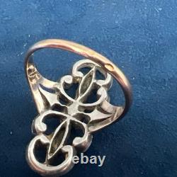 19th Century Antique Ring, Solid Silver, 18k Gold with Eagle Head Mark, Size 53, 4g