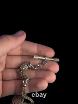 19th Century Solid Silver Antique Pocket Watch Chain Fob