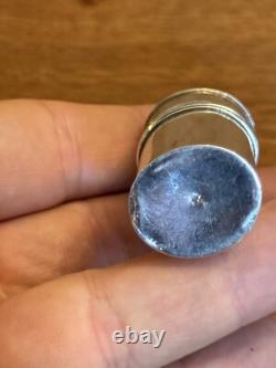 19th Century Solid Silver Powder Box Antique Makeup Box