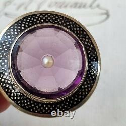 19th Vermeil Brooch Email Amethyst Bead Jewellery Ancient Victorian Silver Brooch