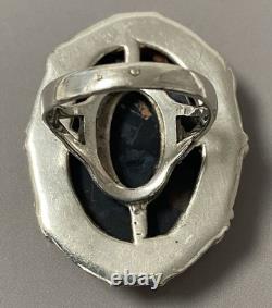 20g Antique Solid Silver Onyx Signet Ring, Size 58