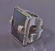 24g Large Antique Silver Ring Hematite Signet Ring Solid Silver Size T54