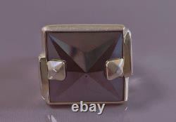 24g Large antique silver ring Hematite signet ring solid silver size T54