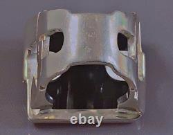 24g Large antique silver ring Hematite signet solid silver ring size T54