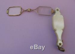 2771 Hand To Face, Spectacles, Glasses, Eyeglasses Old Pearl Silver Massive Gilt