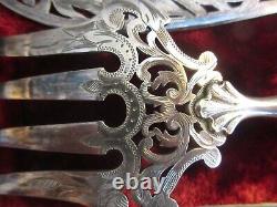 2 Ancien Et Superbes Grands Cutlery De Service Manche Argent Massif, Minerva