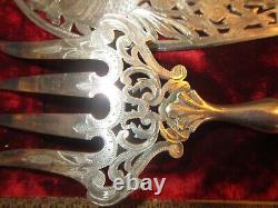 2 Ancien Et Superbes Grands Cutlery De Service Manche Argent Massif, Minerva